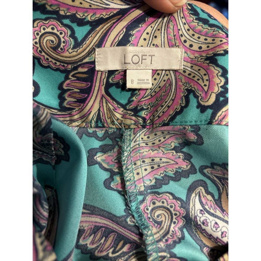 Loft Side Zip Polyester Colorful Women's Summer Vacation Shorts Green Size 8 - Picture 5 of 10